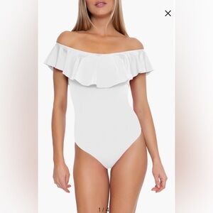 TRINA TURK SWIM & SPA Monaco Off the Shoulder Ruffle One-Piece Swimsuit Size 8